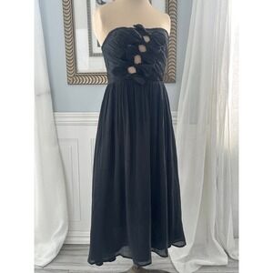 NWT‎ Petal & Pup Strapless Bow Cut-Out Chiffon Black Coquette Midi Dress S